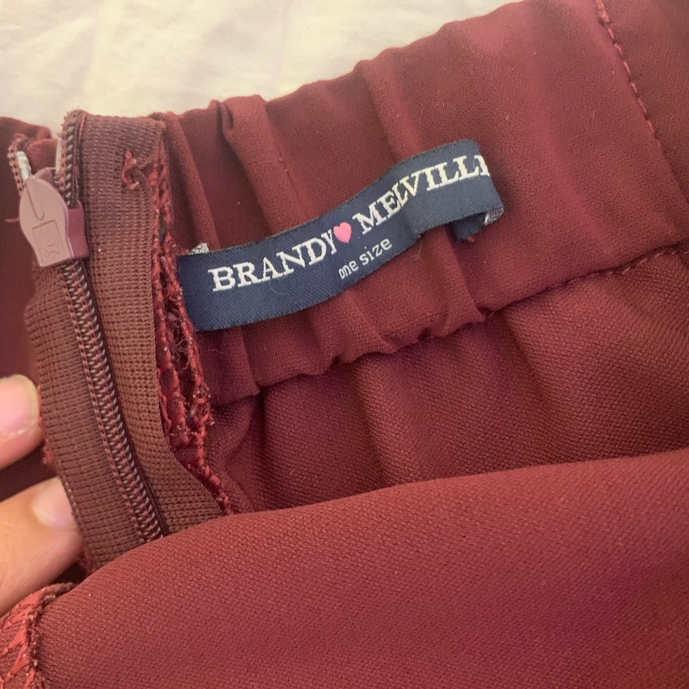 Lightly pleated burgundy skirt